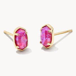NWT KENDRA SCOTT Emilie Plum Opal 14K Goldplated Stud Earrings